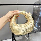 Sparkling Crystal-Studded Crescent Bag - AfterAmour
