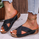 Cross-Band Wedge Sandals - AfterAmour