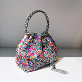 Rhinestone Handled Crystal Clutch Bag