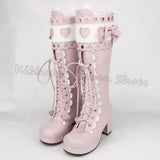 Platform High Hearts Lace-Up Knee Boots