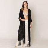 Knit Fringe Kimono Poncho