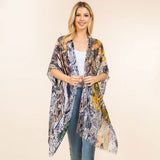 Lightweight Snake Skin Printed Kimono Poncho
