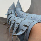 Buckled Thigh-High Stiletto Boots