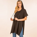 Solid Cozy Hooded Poncho
