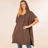 Solid Cozy Hooded Poncho