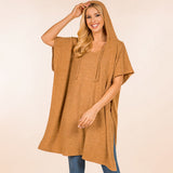 Solid Cozy Hooded Poncho