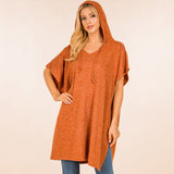 Solid Cozy Hooded Poncho