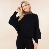 Openwork Loose Knit Batwing Sweater