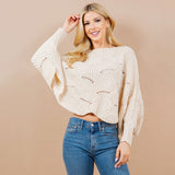 Openwork Loose Knit Batwing Sweater