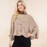 Openwork Loose Knit Batwing Sweater
