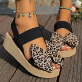 Leopard Print Bow Wedges - AfterAmour