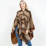 Open Front Bohemian Pattern Shawl Wrap with Loop