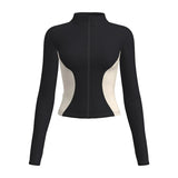 Women's Stand Collar Color Block Fitness Cardigan