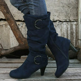 Belt Buckle High Heel Boots
