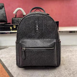 Black Textured Leather Backpack