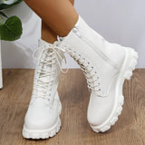 Platform Motorcycle Ankle Boots - AfterAmour