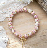 Blue and White Porcelain MAMA Beaded Bracelet