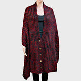 Button up Cardigan Effect Knit Yarn Shawl Scarf