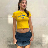Barbados Flag Graphic Crop Tee - AfterAmour