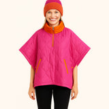 Quilted Short Sleeves Puffer Pullover Poncho