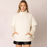 Quilted Short Sleeves Puffer Pullover Poncho