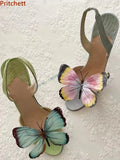 Butterfly Thin Heels Slingback Sandals