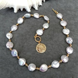Golden Coin Baroque Pearl Necklace - AfterAmour