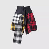 Denim Plaid Patchwork Skirt - AfterAmour