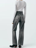 Women's High Waist Wide Leg Denim Pants