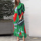 Loose Brushstroke Print Dress - AfterAmour