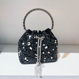 Rhinestone Handled Crystal Clutch Bag