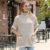 Colored Edge Solid Sleeveless Pocket Sweater