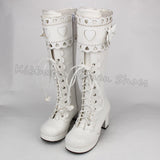 Platform High Hearts Lace-Up Knee Boots