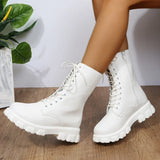 Platform Motorcycle Ankle Boots - AfterAmour
