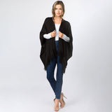 Metallic Fringe Shawl Wrap Poncho
