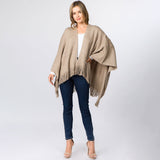 Metallic Fringe Shawl Wrap Poncho