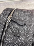 Black Textured Leather Backpack