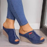 Denim Platform Wedges - AfterAmour