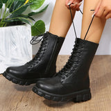 Platform Motorcycle Ankle Boots - AfterAmour