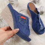 Denim Platform Wedges - AfterAmour