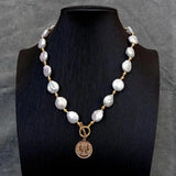 Golden Coin Baroque Pearl Necklace - AfterAmour