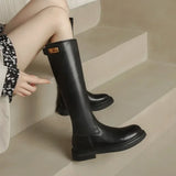 High Heel Thick Leather Boots - AfterAmour
