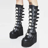 Buckle Strap High Platform Boots - AfterAmour