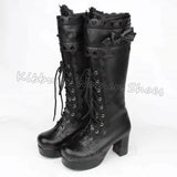 Platform High Hearts Lace-Up Knee Boots