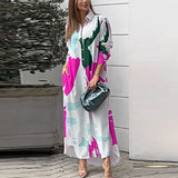 Loose Brushstroke Print Dress - AfterAmour