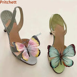 Butterfly Thin Heels Slingback Sandals