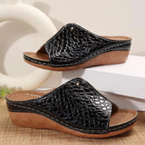 Crocodile Print Gold Wedges - AfterAmour