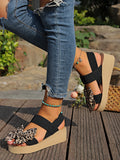 Leopard Print Bow Wedges - AfterAmour