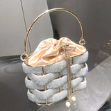 Crystal Glow Satin Bag