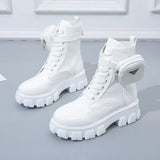 Motorcycle Pocket Lace Up Boots - AfterAmour